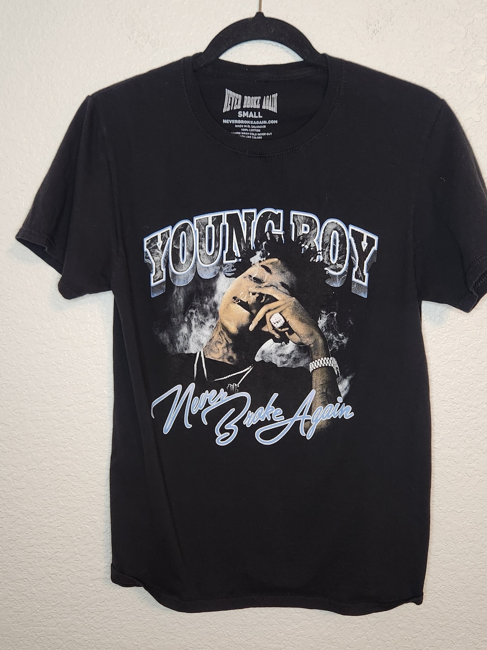 Never Broke Again NBA Young Boy Black Short Sleeve Graphic Spencers Shirt SMALL